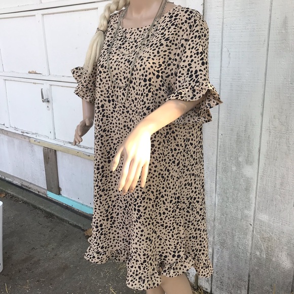 Nwt, cheetah print ruffled trim dress - Picture 6 of 12